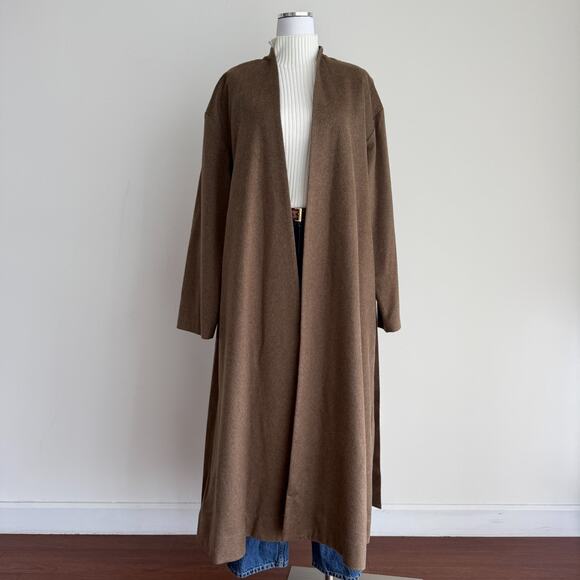 CO Collection Wrap Coat Large Brown Tan 100% Cashmere Double Faced Minimalist - Picture 1 of 13